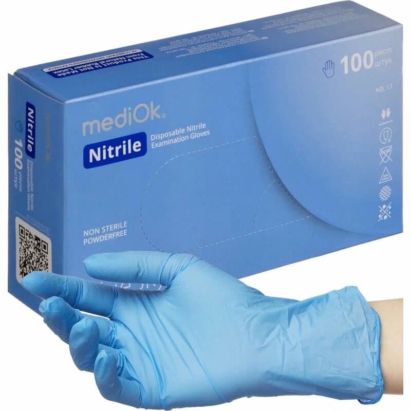 Перчатки нитрил Carbon MEDIOK ЧЕРНЫЕ S 100шт. 1уп