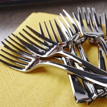 Вилка столовая 190мм Метал-ая СЕРЕБРО в пакете 10шт