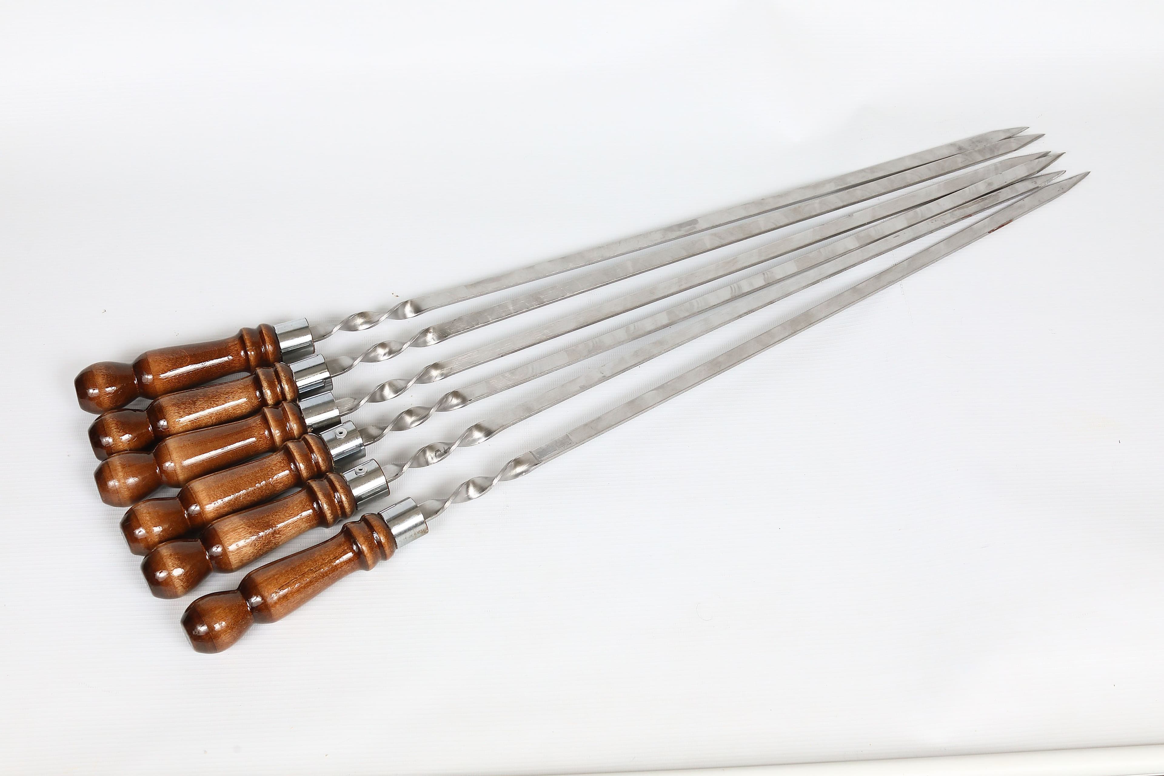 Шампур пищевая нерж сталь с дерев ручкой 500*12*3.0мм 10\1 1шт