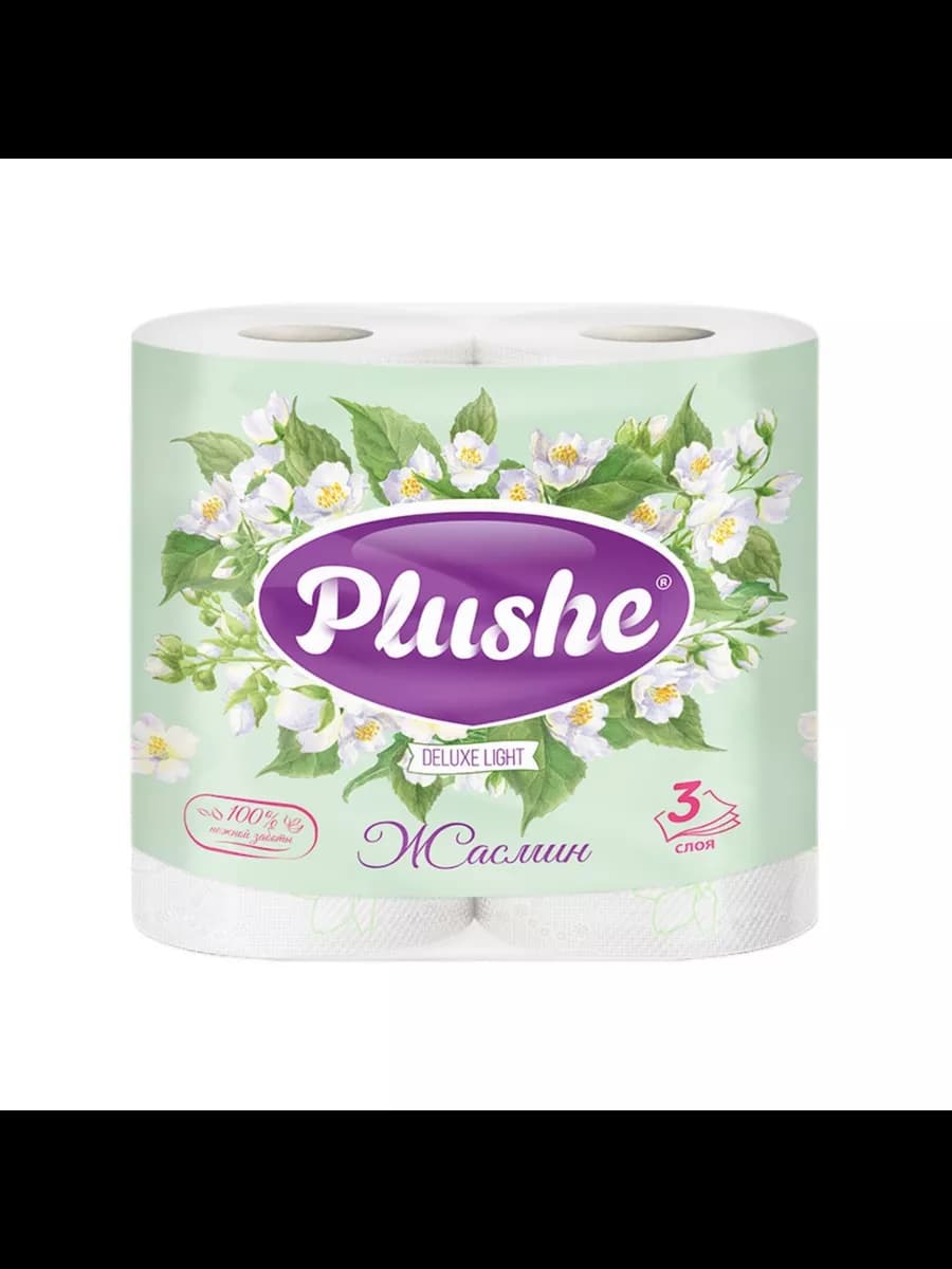 Туалетная бумага PLUSHE Deiuxe Light Жасмин 4рул 3сл 15м белый, желтый (12/1) 1уп