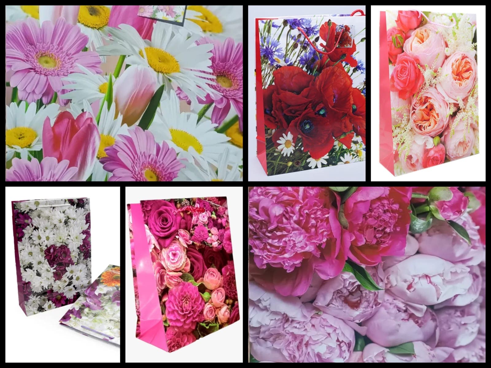 Бумажные цветные пакеты 26*32*10 Цветы (20/1) 1шт