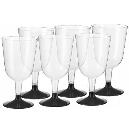 Бокал для вина 200мл Прозрачный +черная ножка 324\6\54 6шт