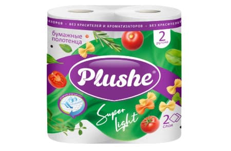 Полотенце бум PLESHE Super light 2рул 10м 2слоя, белый (12\1) 1шт