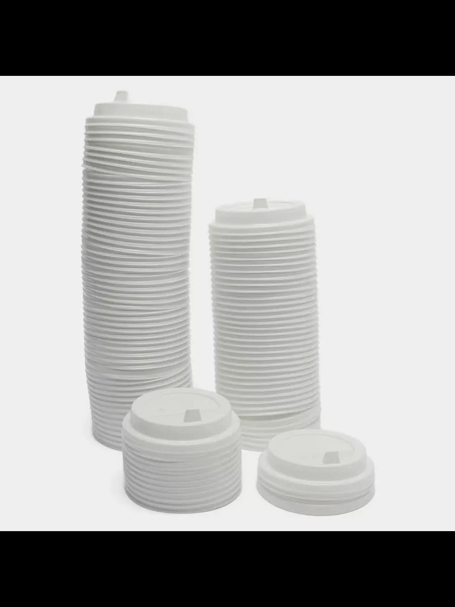 Крышка для стак. КАШТАН d80мм 0,250\0,330мл с откидным пит. БЕЛАЯ ГЛЯНЕЦ 2000\100\20 100шт