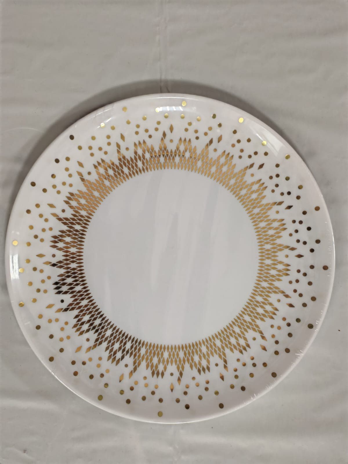 Тарелка д190 с каемочкой Капельки золото 216\36\6 1шт