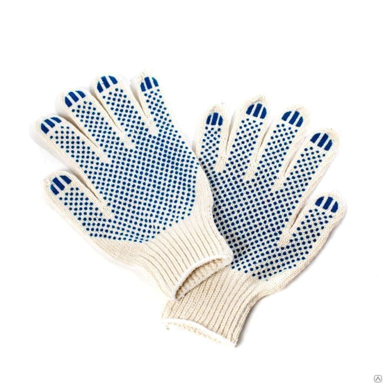 Перчатки ХБ 5ти нит. с ПВХ 10 класс Белые 300пар 1шт