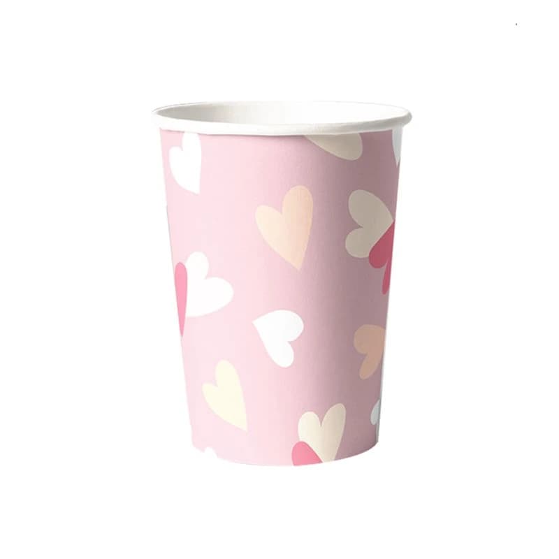 Бум стакан Папирус 0,250мл d80 Сердца Розовые 1000\50\20 50шт