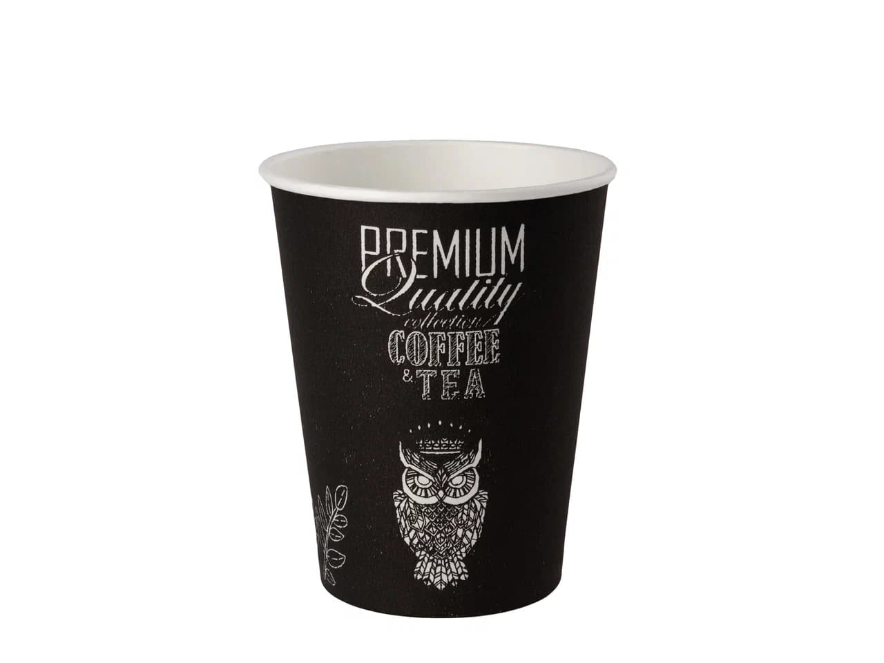 Стакан бумажный 250мл d80 Сова черный (1000\50\1) 50шт