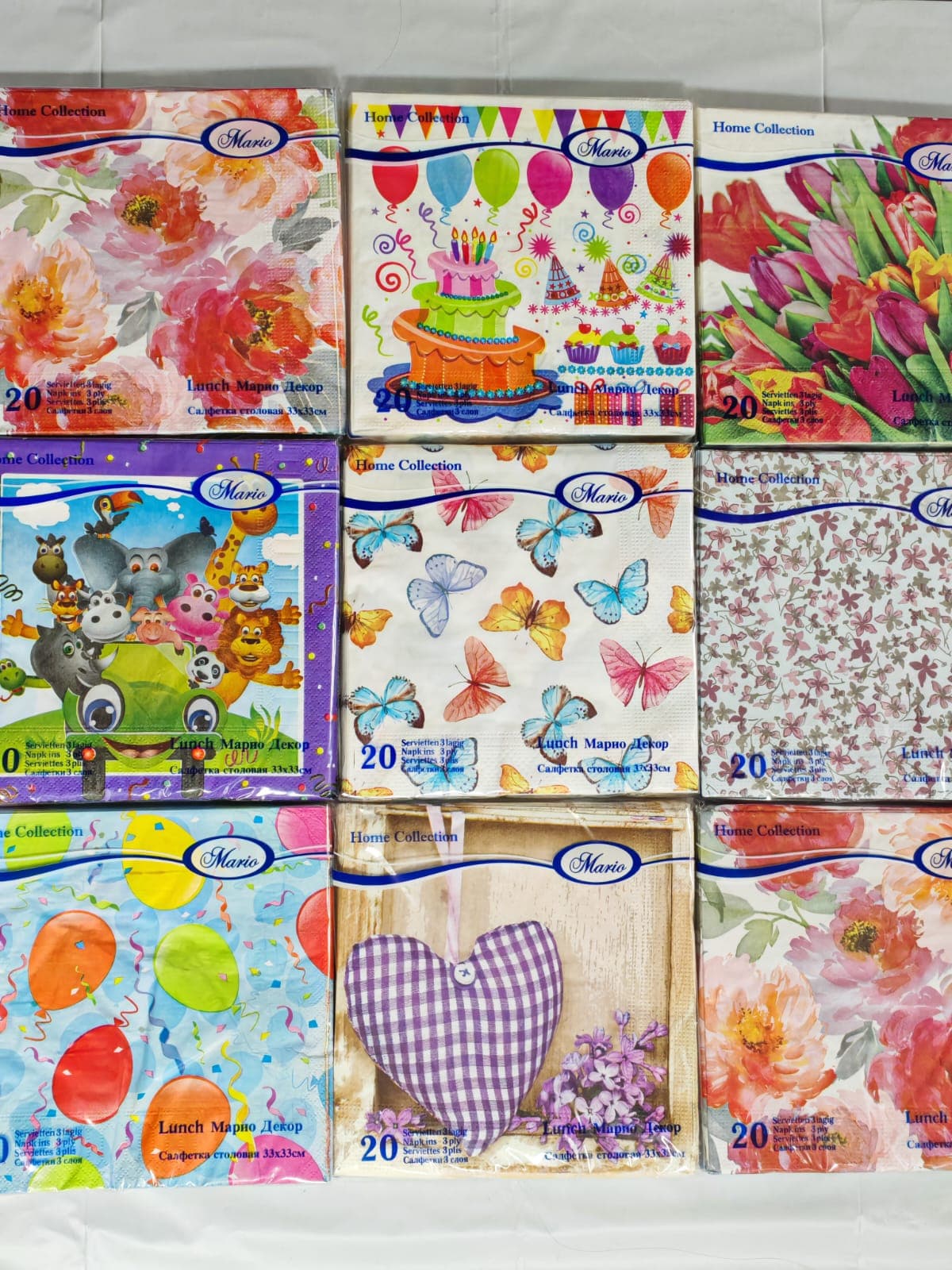 Салфетки 33*33 3сл (MАРИО) 20л\20уп Цветные (микс) 1шт