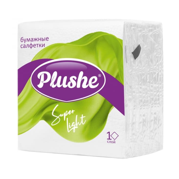 Салфетка бум 22,5*22,5 PLUSHE "Super light" 1сл 70л (спасибо), белый (20/1) 1шт