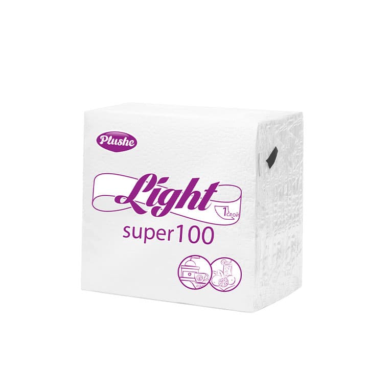 Салфетка бум 22,5*22,5 PLUSHE Light Super 100 1сл 75л (20/1) 1шт