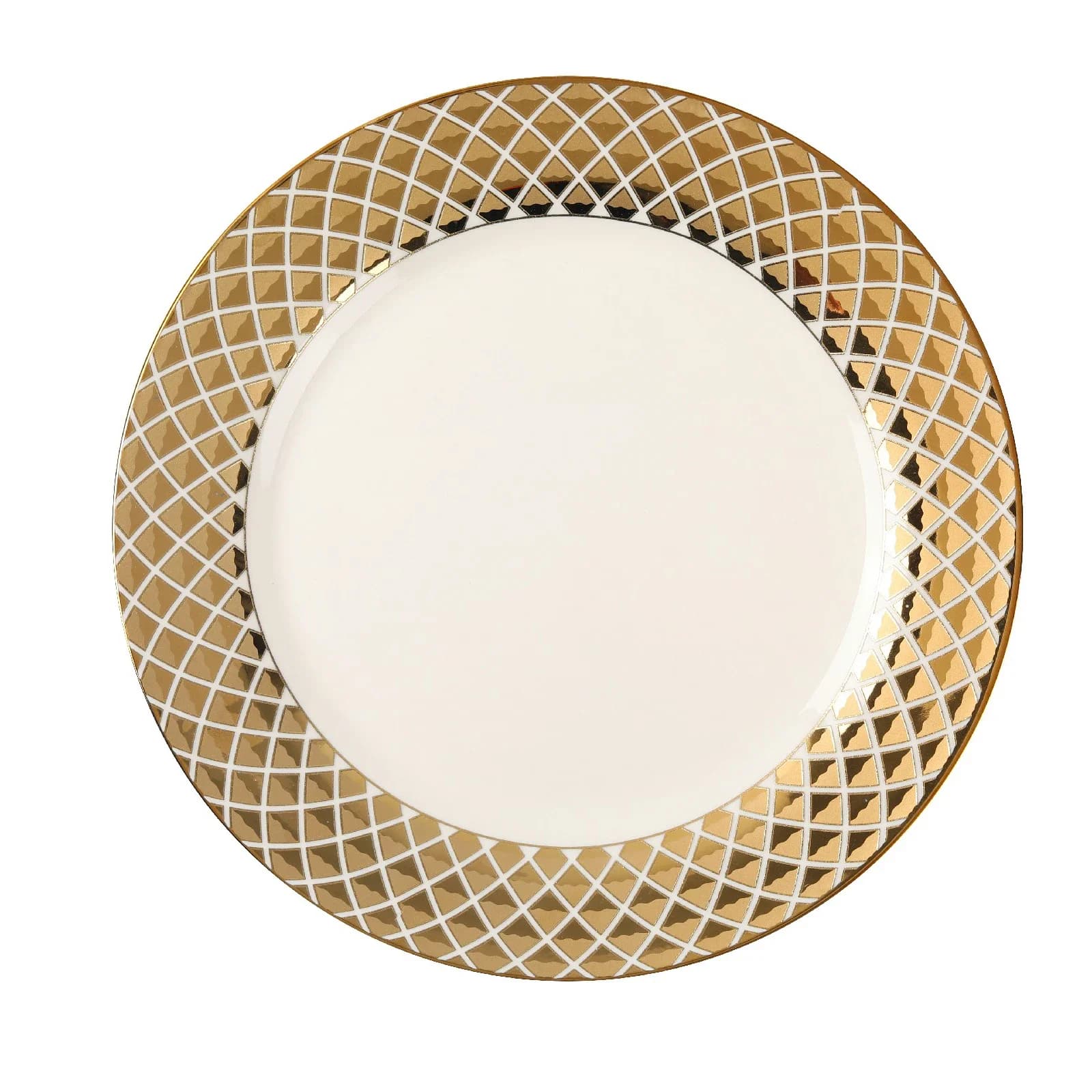 Тарелка д230 с каемочкой Ромбики золото 216\36\6 1шт