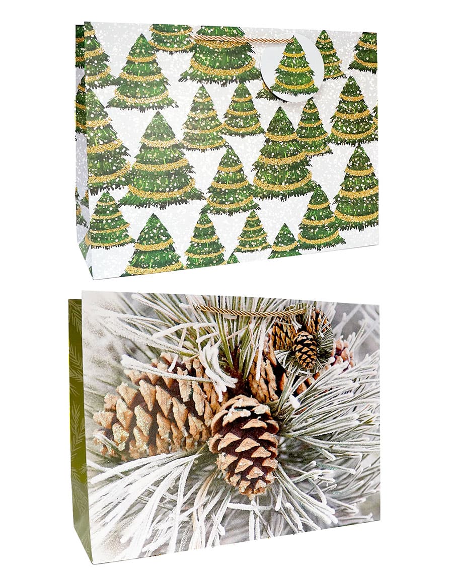 Бум пакеты НГ 40*30*14 Люкс Шишки микс 2дизайна 1шт